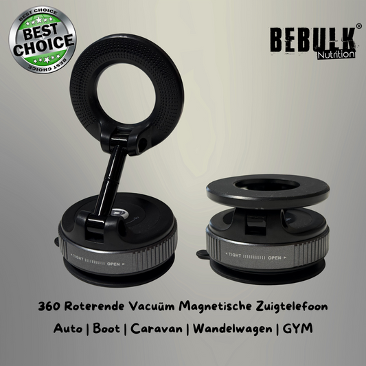 BeBulk Nutrition 360 Roterende Vacuüm Magnetische Zuigtelefoon Houder Handen Gratis Uitschuifbare Magnetische Vacuüm Telefoon Houder Voor Auto Gym Spiegel Douche