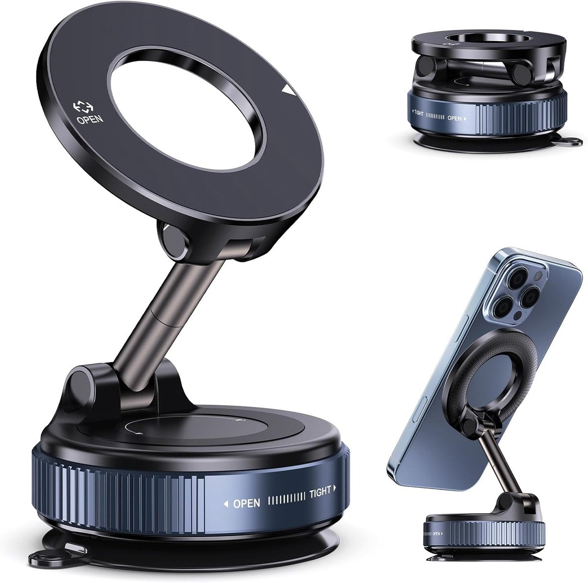 BeBulk Nutrition® 360 Roterende Vacuüm Magnetische Zuigtelefoon Houder Handen Gratis Uitschuifbare Magnetische Vacuüm Telefoon Houder Voor Auto Gym Spiegel Douche